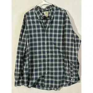 LL Bean Men’s‎ Sz 2XL Button Down Long Sleeve Blue Plaid Casual Dress Shirt